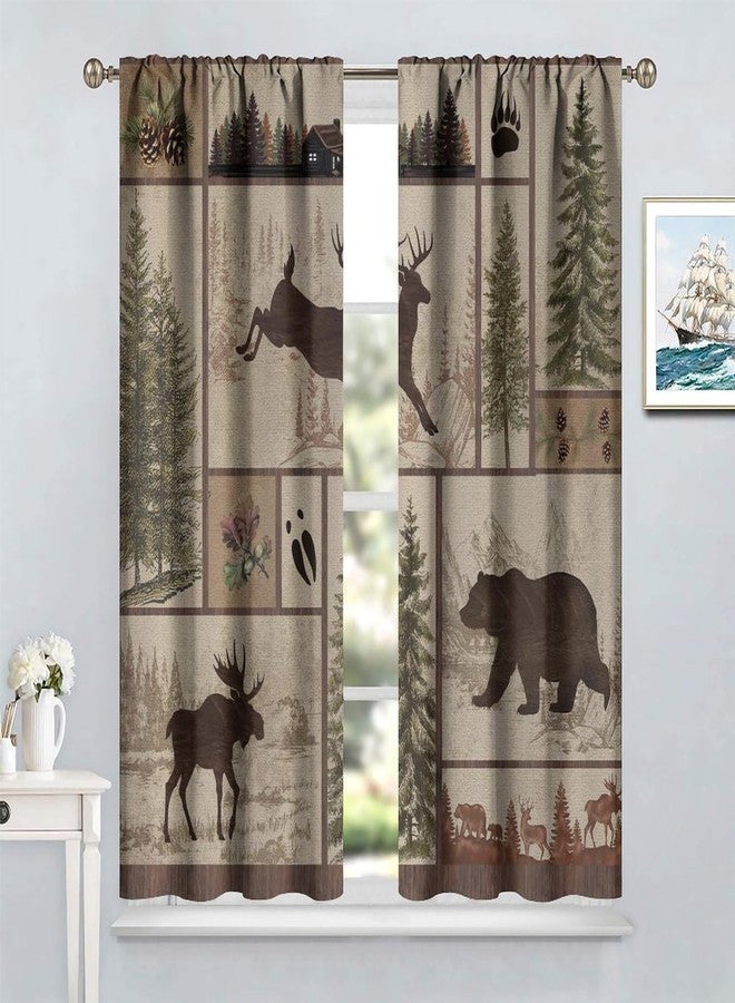 YCness Retro Rustic Curtains, Wild Bear Cabin Blackout Window Treatments for Bedroom,Vintage Country Style Lodge Drapes 2 Panel Sets,42x63 Inch - Image 3